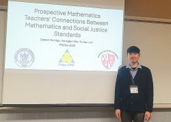 Youngjun Kim with his title slide for his PME-NA presentation