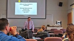 David Postoski talks to students regarding Intellectual Property