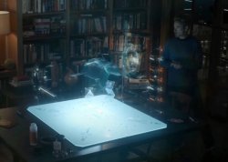 scene from Avengers: Endgame with Tony Stark working with a mobius strip