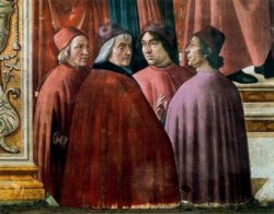 Painting of Zaccharia in the Temple (detail). Domenico Ghirlandaio, 1486-90.