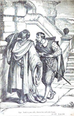 Old Illustration of Othello and Iago. H.C. Selous, 1830.