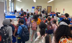 MSU students introducing themselves to Hillside Elementary School students