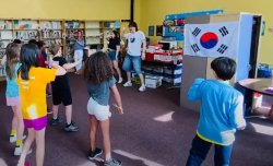 Hillside Elementary Students learning K-Pop dancing