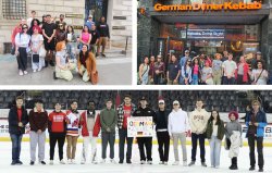 Collage of photos of German Students on field trip to NYC