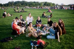 Group of students sitting on the grass