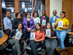 Montclair State students in the Women&#39;s Leadership Academy had the opportunity to meet and received signed copies of the memoir by Obama advisor Valerie Jarrett.