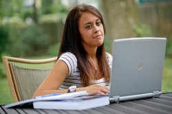 Student at home with laptop