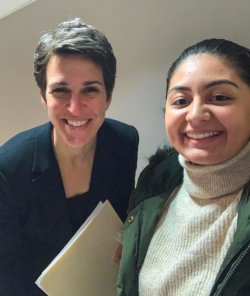 Rachel Maddow posing for photo with Carly Henriquez