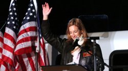 LITTLE FALLS, Nov. 2, 2020: Democratic Rep. Mikie Sherrill (D-11) held a rally, speaking to an audience mostly parked in their cars in Lot 60 at Montclair State University.