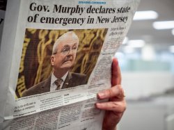 newspaper headline: Gov. Murphy declares state of emergency in New Jersey
