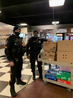 Montclair State University officers delivering food on campus