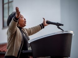 Associate Vice President and Dean of Students Margaree Coleman-Carter addresses attendees