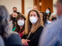 attendees seated for the town hall