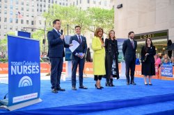 Hosts from the Today Show on stage with President Koppell and Dean Smolowitz