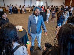 Marco Cordova speaking to a group of students