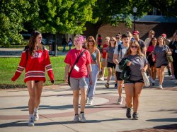 Students walking on campus