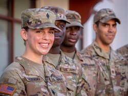 Veteran students dressed in camouflage combat uniforms
