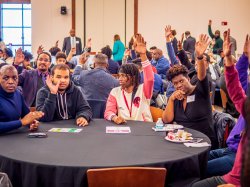 Education, community and thought leaders and young high school students – all Black and Latinx males – attended Montclair’s first Male Enrollment and Graduation Alliance (MEGA) Symposium.