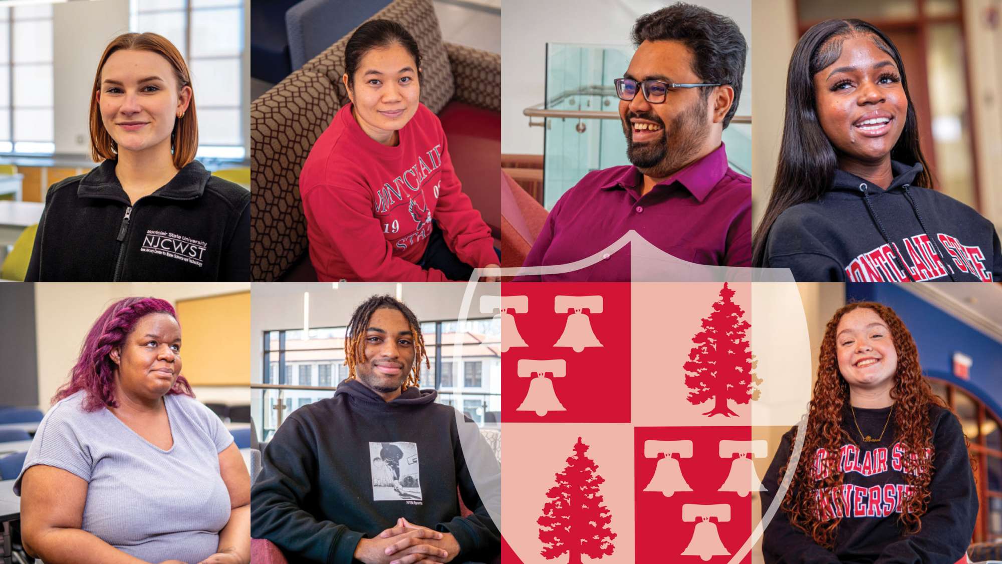 These undergraduate, master’s and doctoral students chose Montclair for the opportunities to make meaningful contributions to important matters in their fields. From left, top, Colleen Potocki, Phetlavanh Sinpaseuth, Nurul Kadir and Jennifer Asamoah. Bottom row, from left, Krystle Davis, Maurice Jenkins and Melissa De Almeida. 