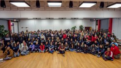 A group photo of students and faculty and staff on MLK Day of Service.