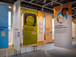 Banners about Larry Doby, the New York Cubans, Effa Manley and the creation of the Negro Leagues