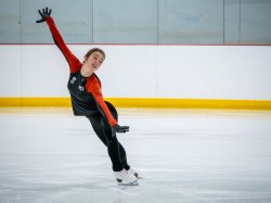 Olga Mikutina, Austria’s national figure skating champion, skates her short program during a training session at the Montclair State University Ice Arena.​