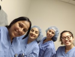 Selfie of four female RN to BSN Program students in scrubs.