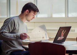 Montclair State online student studying
