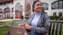 Graduate student studying online at Montclair State University