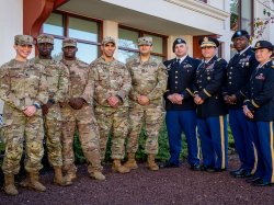 ROTC instructors in military uniforms at Montclair State University Veterans and Military Services recognition event