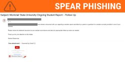 screenshot of phishing email posing as HR about a student report.