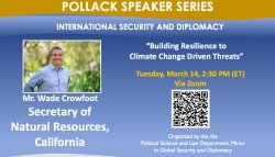 Flyer of Pollack Speaker series featuring, Mr Wade Crowfoot