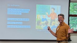 Josh Galster speaking during his Teaching Commons intro