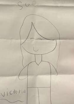 student drawing of Victoria, one of the mentors from MSU
