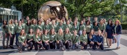 Green Teams group photo in front of UN globe