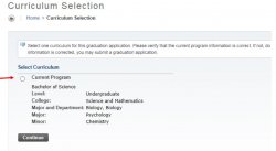 Screenshot of the Curriculum Selection screen with a Current Program being displayed.