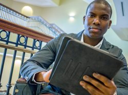 student using tablet