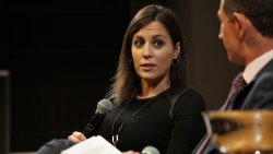 Hallie Jackson, chief White House correspondent for NBC News and “MSNBC Live” host, shared with Montclair State media majors the advice she received in college as an aspiring journalist. Photo credit: Steve McCarthy
