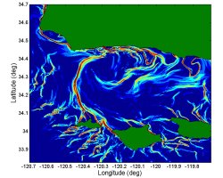 visualization of tidal flow around land masses