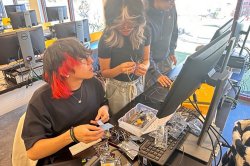 students working on project