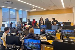 students working together in computer lab