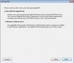 3. ‌‌The next window will default to New PKCS#12 digital ID file. Leave this selected and click Next.