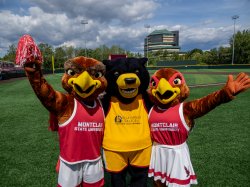 Rocky, Deacon and Roxy, our mascots posing for a picture