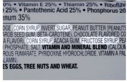 An example of a food label highlighting sugar, corn syrup and fructose syrup.