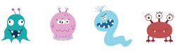 Color cartoon graphic of germs.
