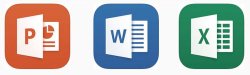 Graphic of MS Office icons for Word, Excel and Powerpoint.