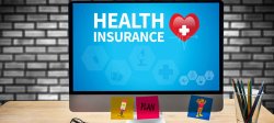Computer screen with the words Health Insurance on display