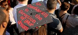Picture of a graduation cap with the words Go Confidently in the Direction of Your Dream.