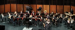 Picture of the Campus Band performing in Alexander Kasser Theater.