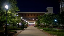 photo of richardson hall at night